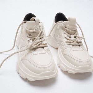 Zara Thick Sole Chunky Monochrome Sneakers